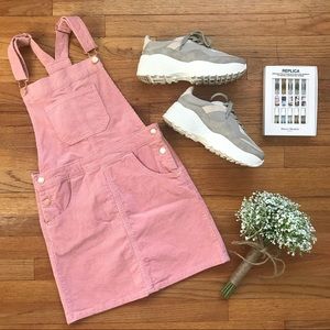 NWOT Pink Corduroy Overall Dress Kids L Womens XS
